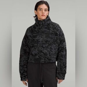Lululemon Scuba Oversized Fleece Funnel Neck Camo Jacquard Carbon Black Size M/L